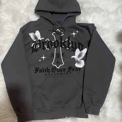 Men’s Hoodie Grey Pullover Graphic Print Small Popular Poison