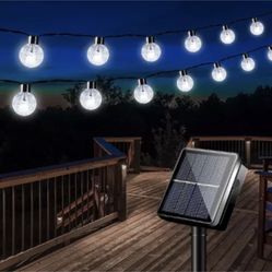 Solar Power Outdoor String Lights Large Crystal Globe Gifts 8 Modes Waterproof 