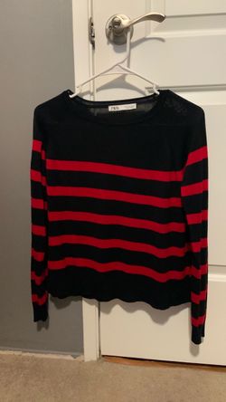 ZARA dark blue and red striped long sleeve women’s Size S