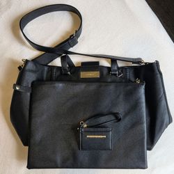 Steve Madden Black Satchel/Tote Bag w/Accessories 