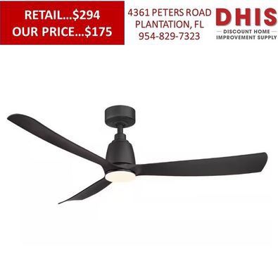 FANIMATION Kute 52 in. Indoor/Outdoor Black Ceiling Fan with Remote Control and DC Motor NEW