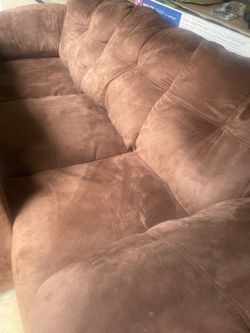Brown suede sofa