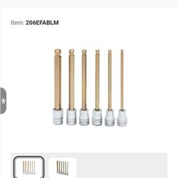 6 pc 3/8" Drive Metric Long Ball Hex Bit Socket Set (4-10 mm)
item:

206EFABLM