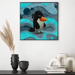 Ice Drippy Birdz Framed Art 8”x8”