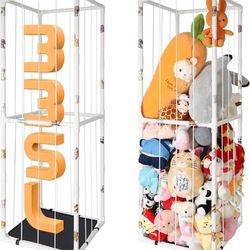 Extra Large Stuffed Animal Storage for Corner Organizer,Premium PVC Material with Elastic Cord Hold Up to 150 Plush Toys,Stuffed Zoo Animal Holder and