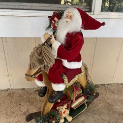 Super Adorable Santa On Rocking Horse