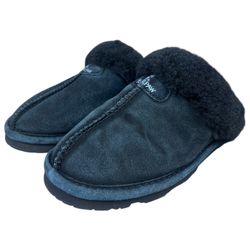 Bearpaw Loketta All Black Fur Lined Women’s Slippers Size 8