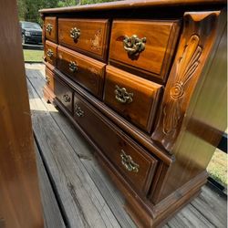 Wooden Dresser Hutch with Vanity Mirror