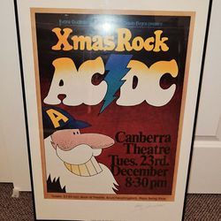 AC/DC 1975 Australian Concert Poster Framed Angus Young 