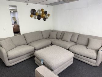 Furniture- 5 pc Tasmin fabric L shape sectional- Darryl