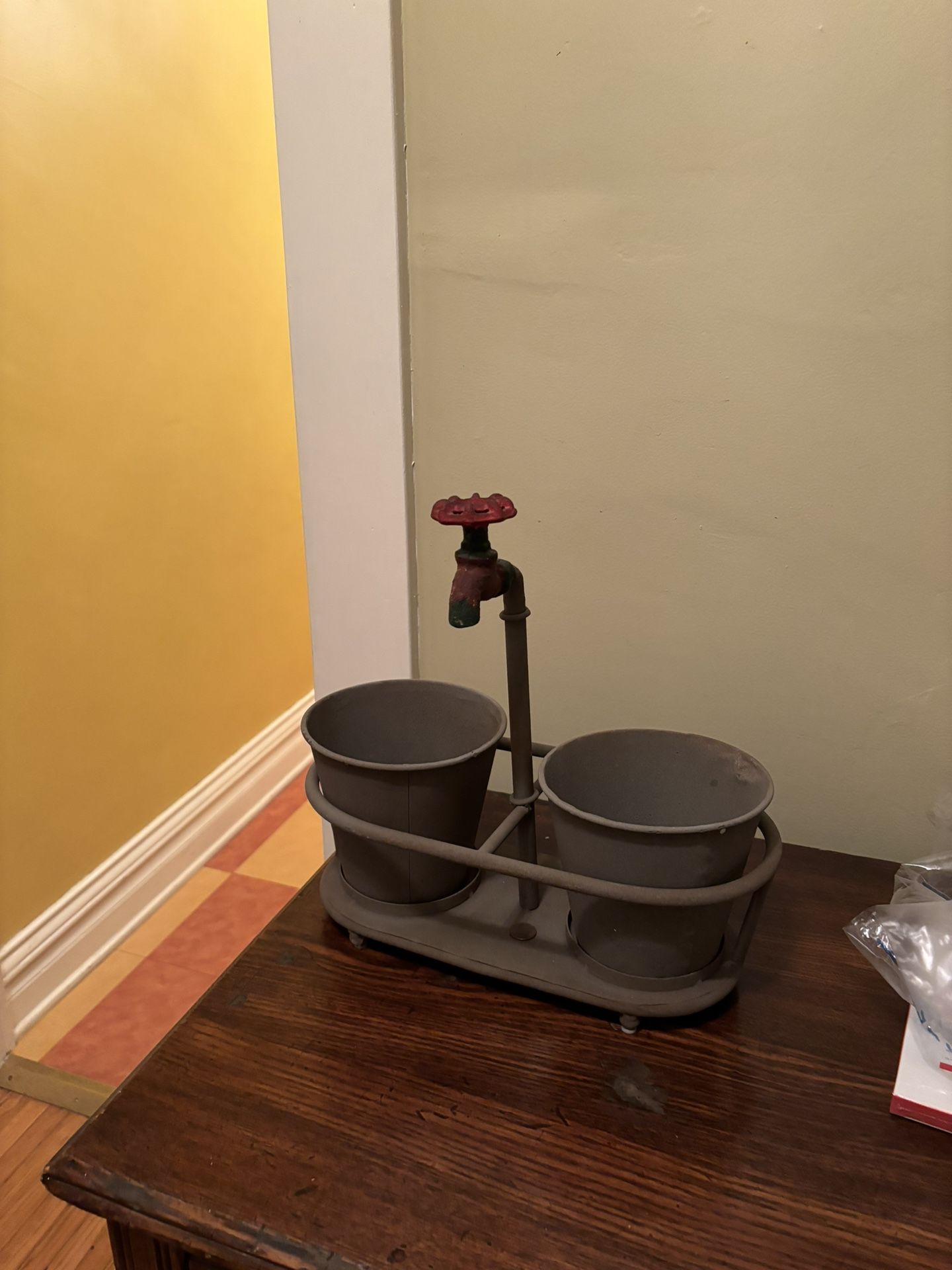 industrial faucet dual flower pot holder