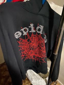 Sp5der Black Hoodie Red Web Graphic