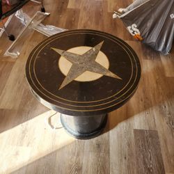 Mid Centry Compass Rose Side Table In Stone