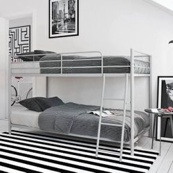 Twin-over-Twin Low Profile Junior Bunk Bed, Silver 
