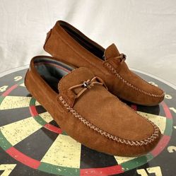 Ted Baker London Brown Suede Driving Loafers Shoes Moccasins Stitched Men 8