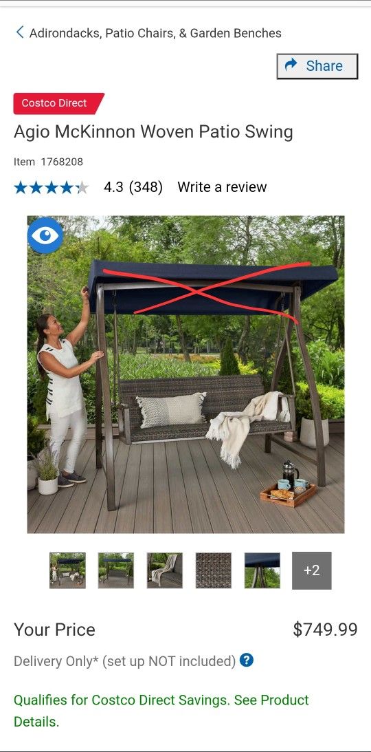 Agio McKinnon Woven Patio Swing (No canopy) $350