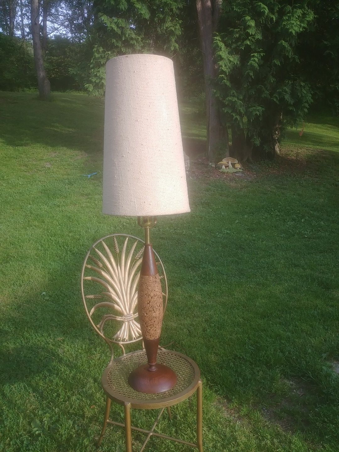 Mid century modern lamp with walnut and