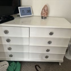 White Wood Dresser With Attached Mirror 