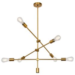 Luupyia Sputnik Chandelier Lighting, 6 Lights Adjustable Modern Pendant Lighting Vintage Sputnik Light Fixture, Dining Room Lighting Fixtures Hanging,