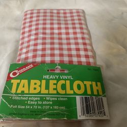 Coghlans Red White Checked Gingham Vinyl Tablecloth 54" X 72" Camping Picnic BBQ