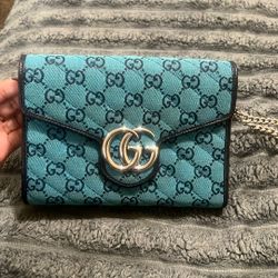 Blue Gucci Marmont Canvas Bag