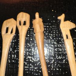 Set Of 9 Handcrafted Wooden Cocktail Pics