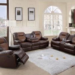 BRAND NEW 3 PIECES RECLINERS COUCH SET IN ORIGINAL BOX 