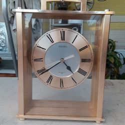 Vintage Seiko Quartz Gold Tone Mantel Clock.  L@@K!!!