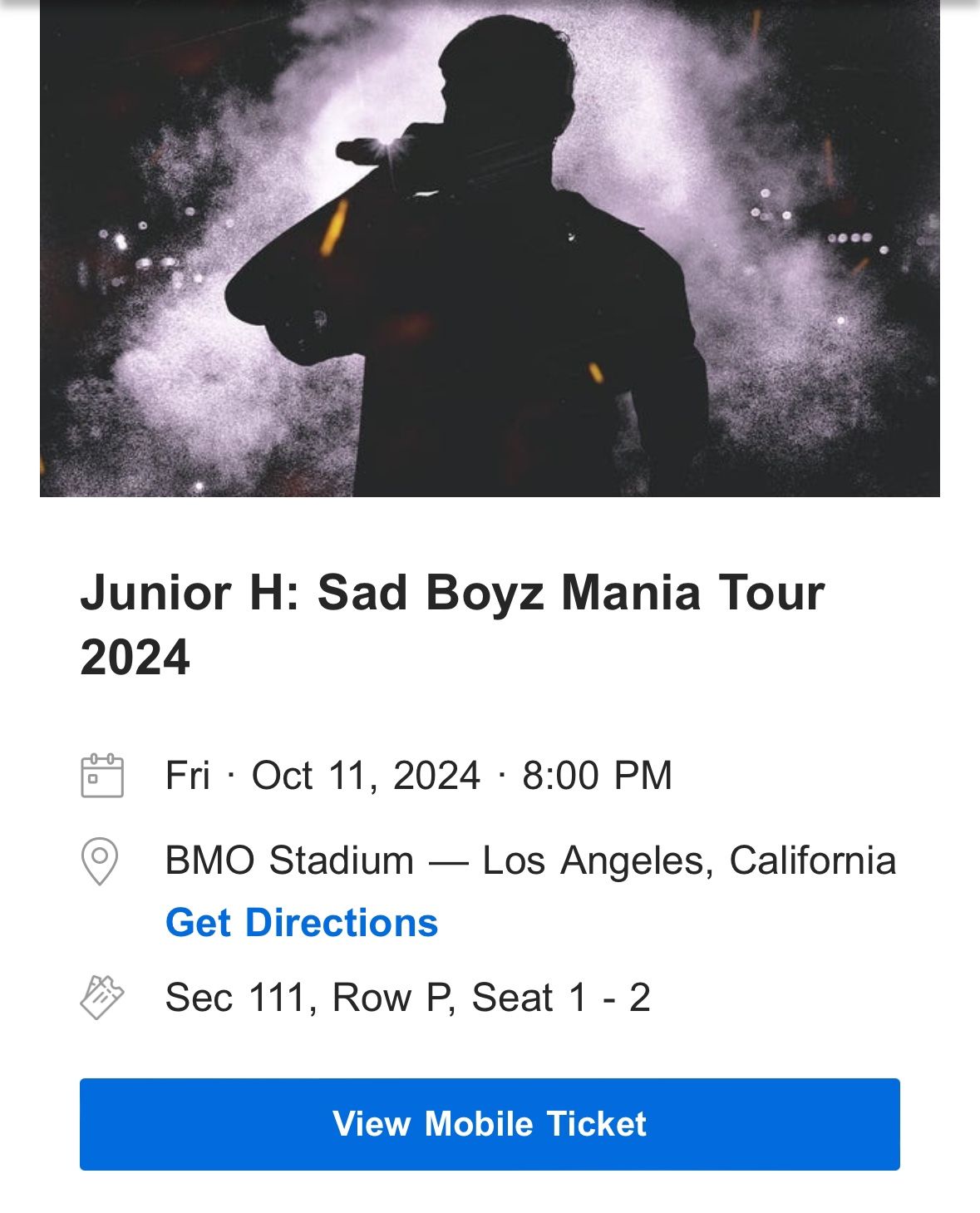 Junior H Tickets BMO Stadium Friday 10/11/24