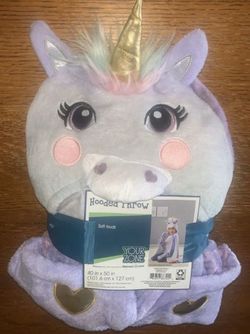 NWT Your Zone Girl Soft Touch "Unicorn" Hooded Throw Blanket 40" X 50" BRAND NEW