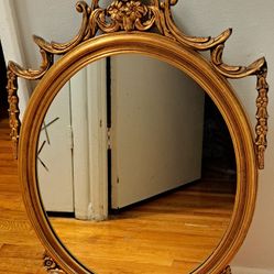 ✨ Vintage J.A. Olson Hand-Carved Wooden Gold Gilt Mirror – Wall Decor, Antique, Collectible ✨