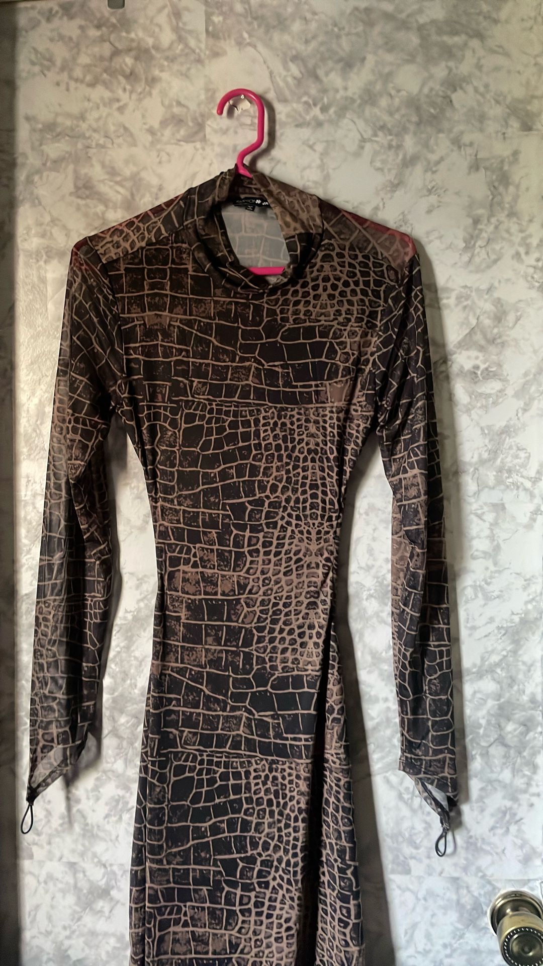 Snake Print Dress Open Back FN
