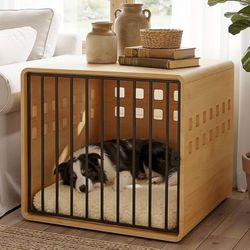 Solid Wooden Furniture Dog Crate for Medium & Small Dogs, Wooden Puppy Crate Table, Small Decorative Dog Kennel Indoor, Pet House End Table for Living
