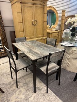 Small Grey 5-Piece Dining Table and Chair Set