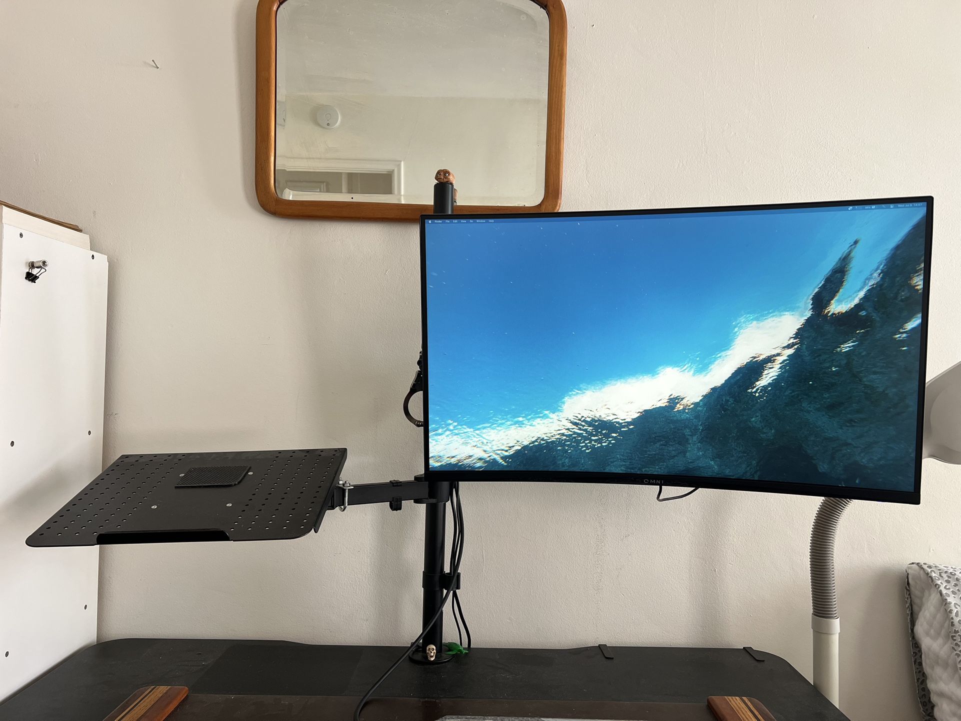 ViewSonic 32” Curved Gaming Monitor (1440p, 180Hz) + Adjustable Laptop Stand | Work From Home or Studio Setup