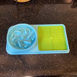 Dog Bowl And Licking Matt 