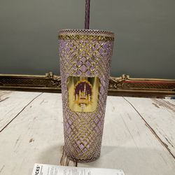 NWT DISNEY 70th ANNIVERSARY STARBUCKS COLAB 16.5 OUNCE PURPLE AND GOLD TUMBLER