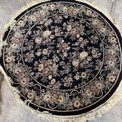 ✨ Vintage 8x8 Round Oriental Rug – William Morris Floral Pattern ✨