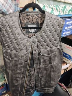 Espinoza's Leather Black Vest Jacket Men's 2XL Motorcycle  $400 MSRP