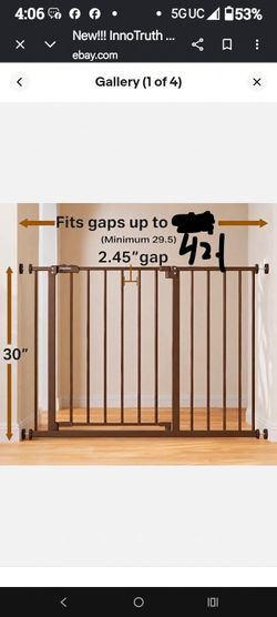 IT3 Innotruth 28.9"-42.1"x" 36 Baby Gate for Pets, Auto Close Both Sides Dog Gate brown