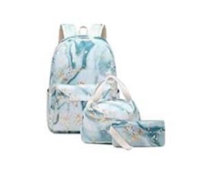 School Laptop Backpack Set with Lunch Bag and Small Purse Teal/Gold, NEW