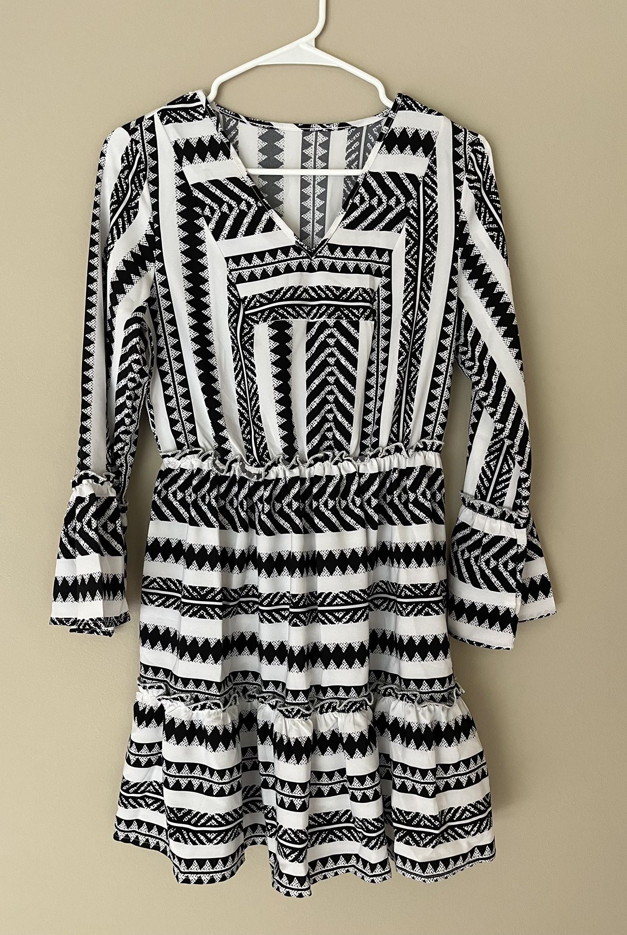 Aztec Print Dress Black And White Size Small New