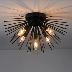 Industrial Ceiling Light Black Sputnik Ceiling Light Fixture 5-Light
