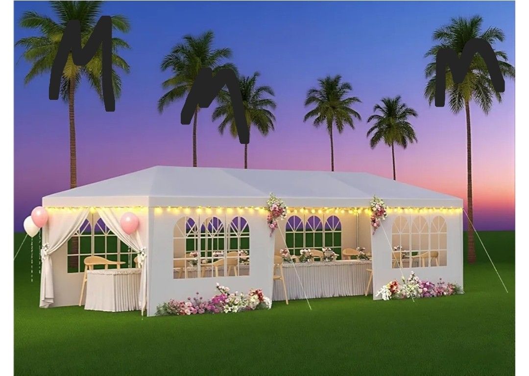 10x30 Party Tent, Heavy Duty Outdoor Tents for Parties, Wedding, Event, Large Canopy Tent with Walls, White Big Party Tents for Backyard, Garden, Wate