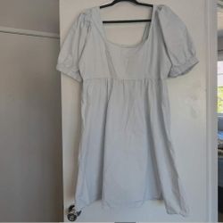 Blue Pieces Puff Sleeve Mini Dress