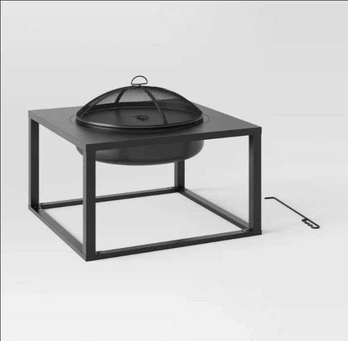 Fire Pit with Spark Screen- Pleasant Hearth Raised Table Wood Burning Outdoor Fireplace (Brand New)