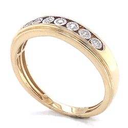 0.11 TCW Round Diamonds & 14K Yellow Gold MEN'S WEDDING Band Ring Sz #10.25
