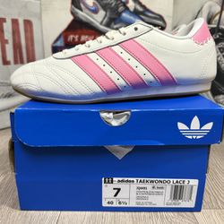 New adidas Taekwondo Lace Off White / Pink JQ4491 Size 6Y/7.5W, 7Y/8.5W Womens