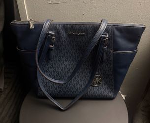 Michael Kors Navy MK Signature Tote Bag