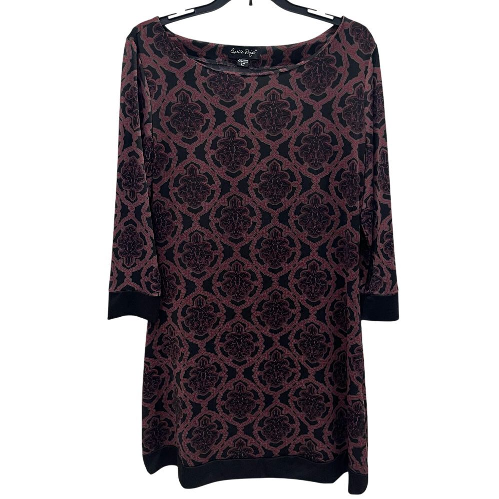 Charlie Paige Womens S/M Dress Long Sleeve Pink Burgundy Black